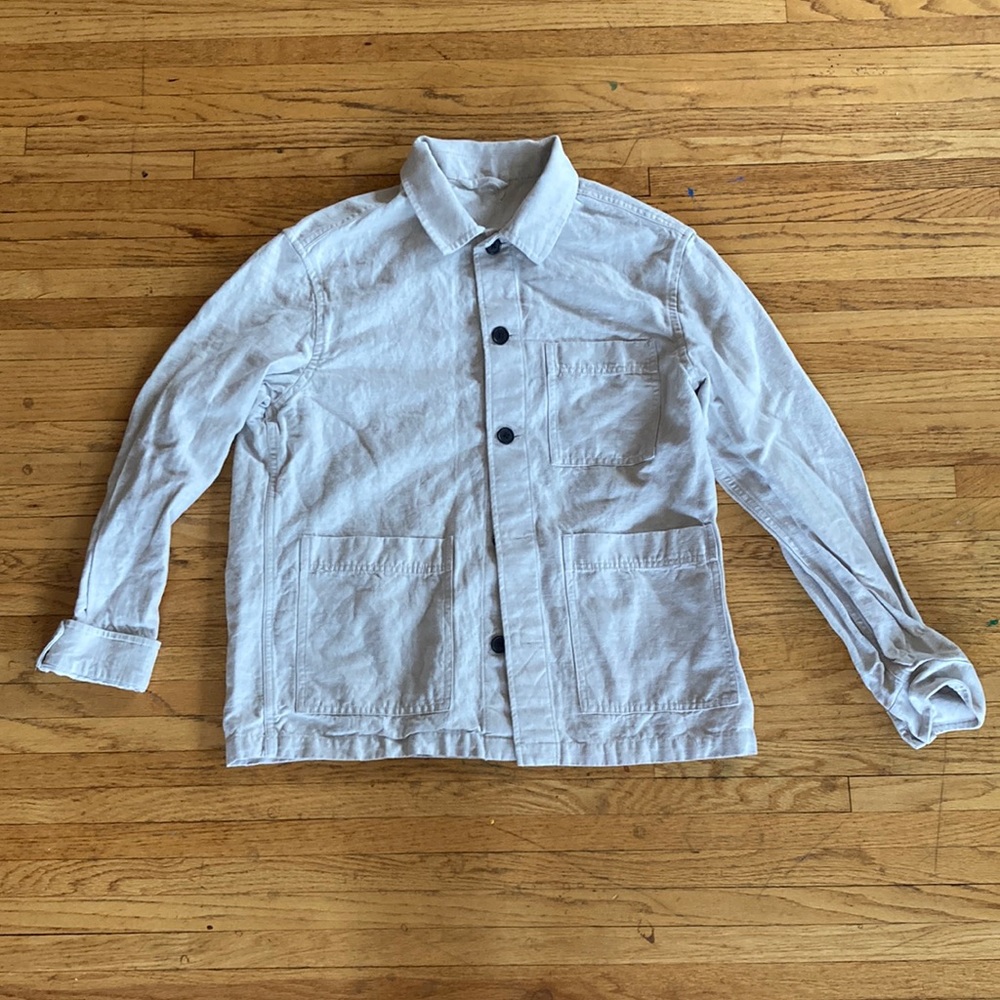 Linen / Cotton Blend Linen Oatmeal Color Jacket Shirt Unknown Brand